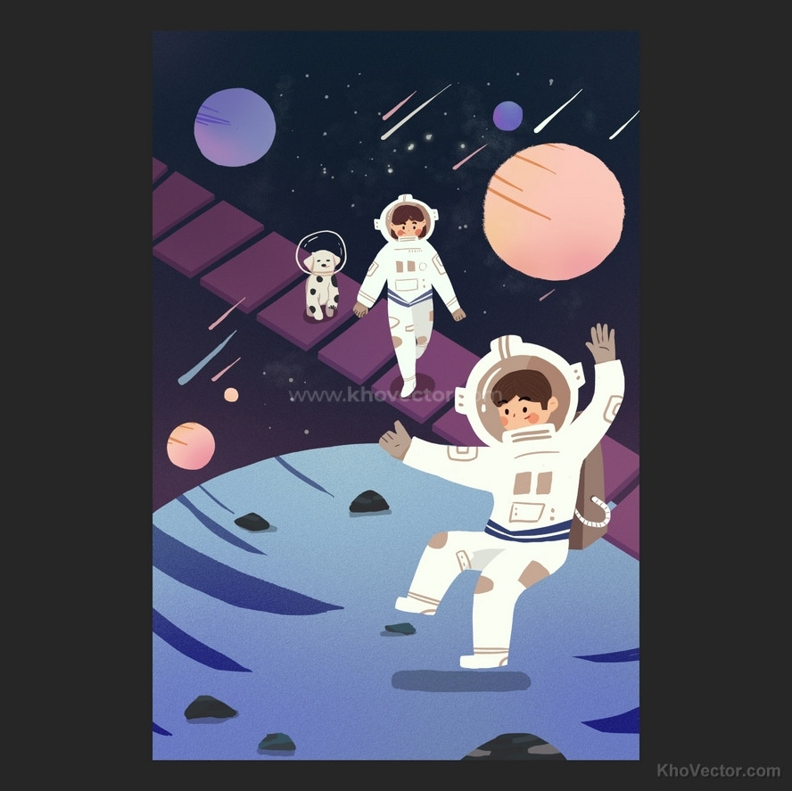 Phi hành gia khám phá vũ trụ, thiết kế Poster. File PSD #6 